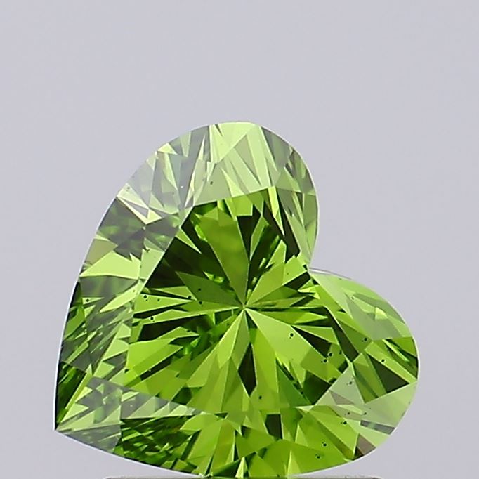 1.51 carat fancy vivid green heart lab grown diamond VS2 clarity