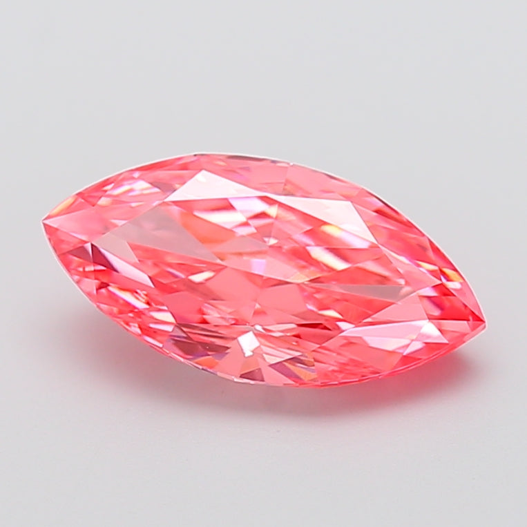 3.05 carat fancy vivid pink marquise lab grown diamond VVS2 clarity