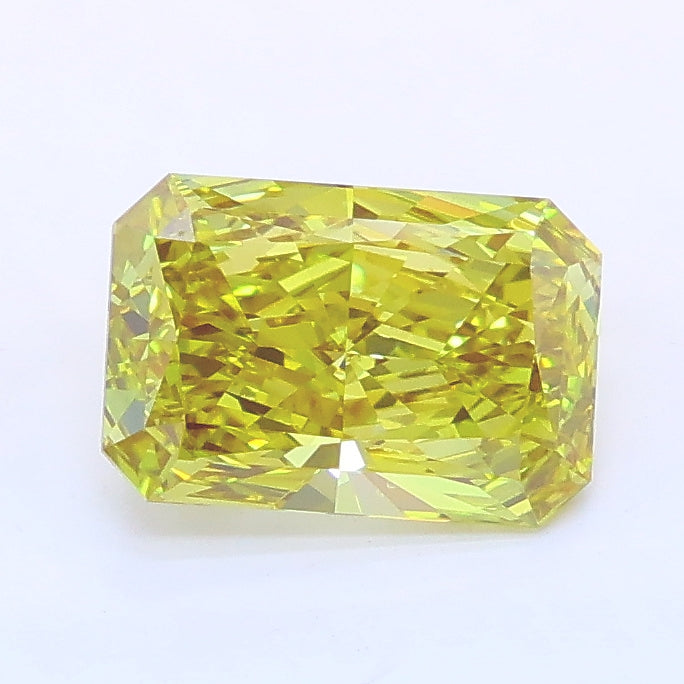 1.61 carat fancy vivid yellow radiant lab grown diamond VS1 clarity