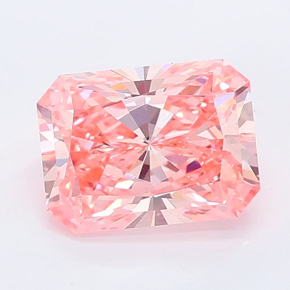 1.04 carat fancy vivid pink radiant lab grown diamond VS1 clarity