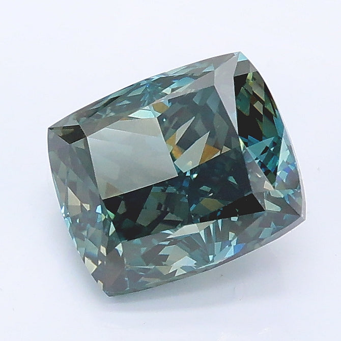 2.03 carat fancy deep green blue cushion lab grown diamond VVS2 clarity