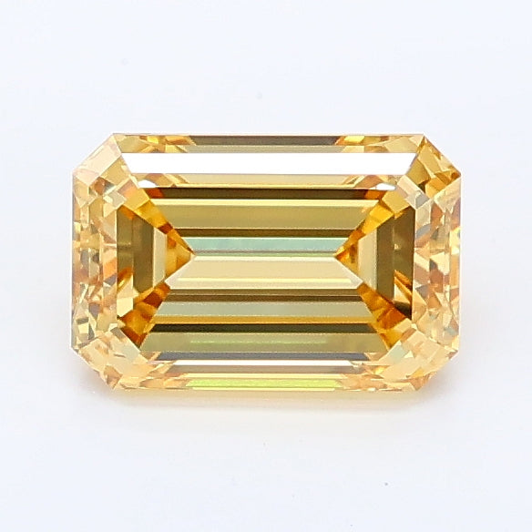 1.01 carat fancy intense yellow emerald lab grown diamond VVS2 clarity
