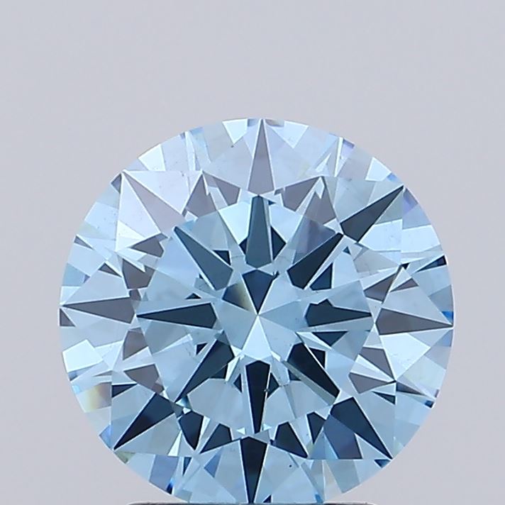 2.45 carat fancy vivid blue round lab grown diamond VS2 clarity
