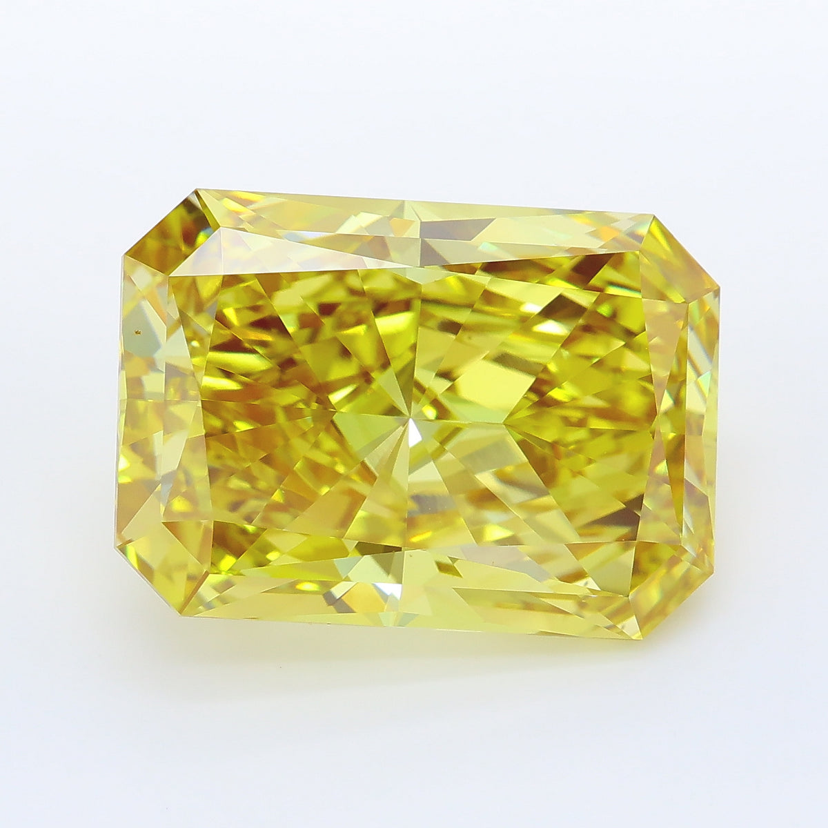 12.01 carat fancy vivid yellow radiant lab grown diamond VS1 clarity