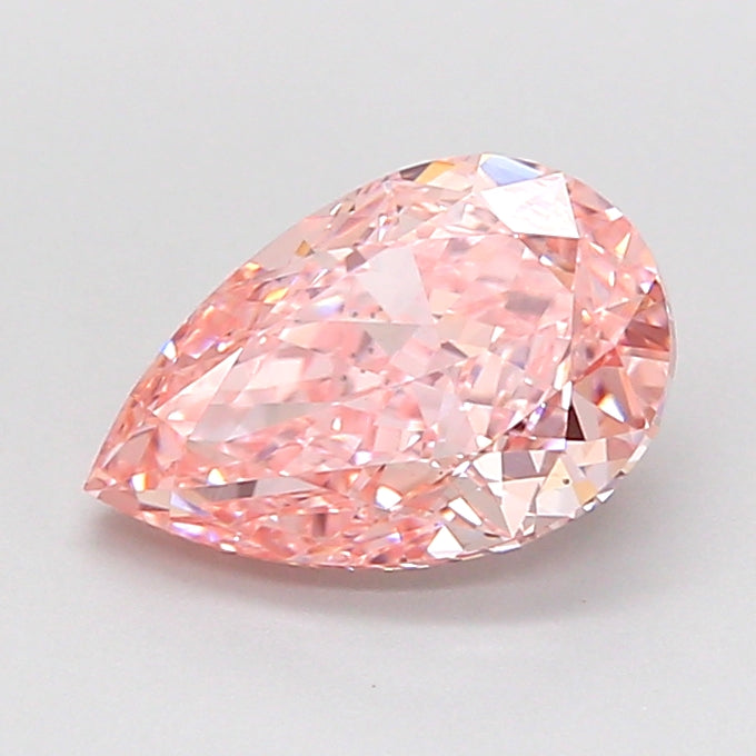 1.52 carat fancy vivid pink pear lab grown diamond VS1 clarity