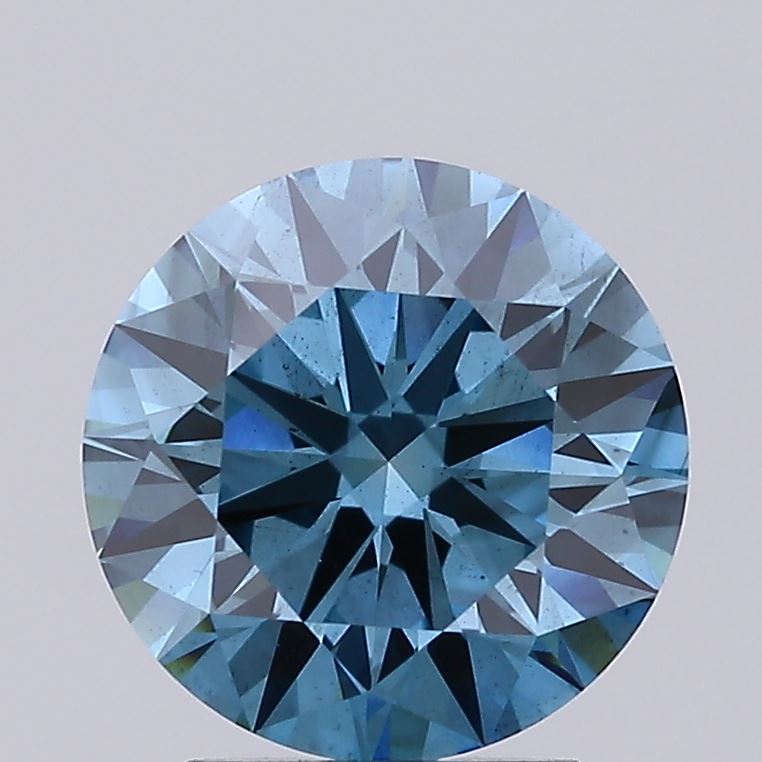 2.16 carat fancy vivid blue round lab grown diamond SI1 clarity