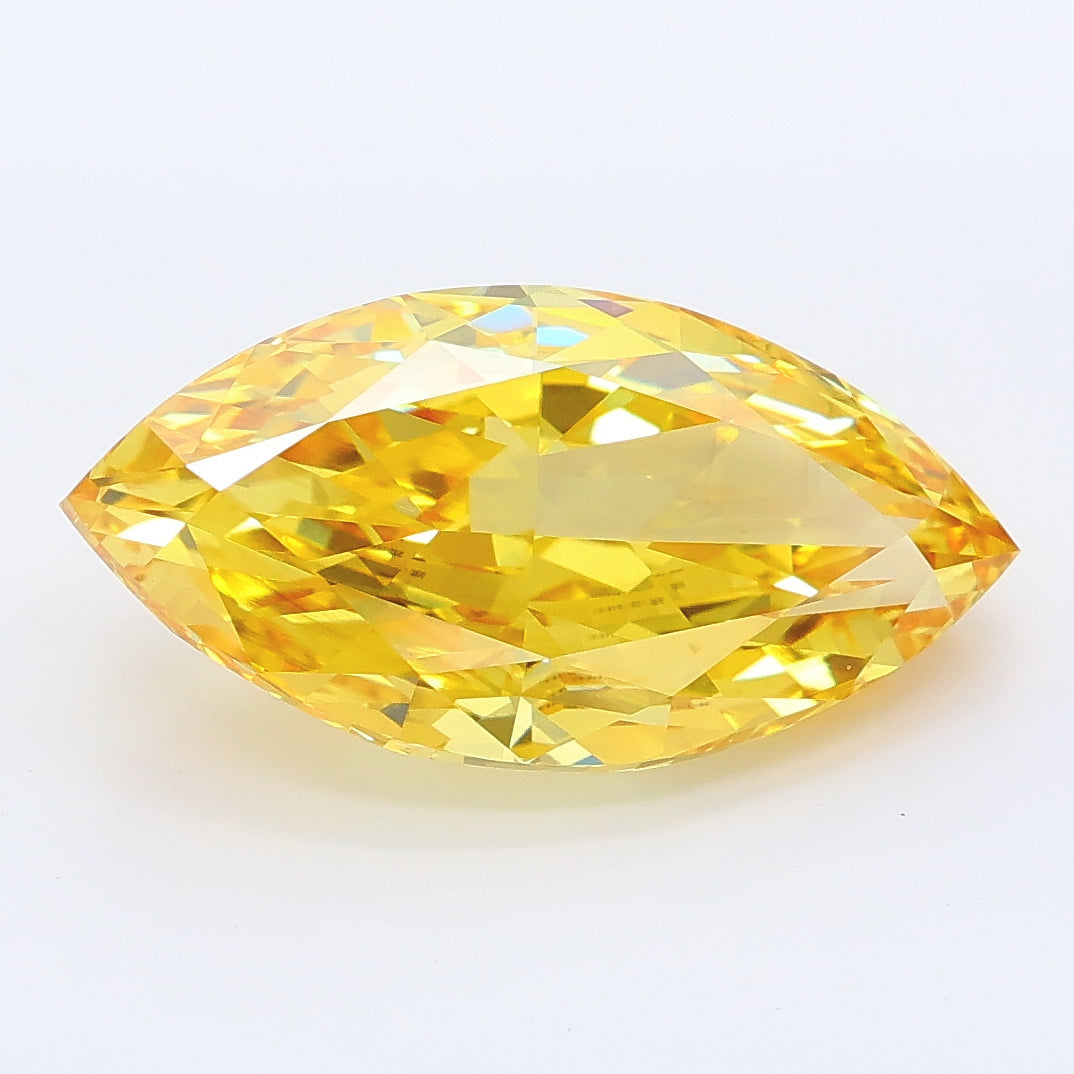 4.52 carat fancy vivid yellow marquise lab grown diamond VS1 clarity