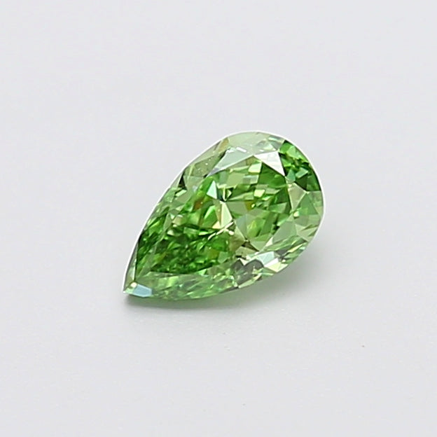 0.57 carat fancy vivid green pear lab grown diamond VVS2 clarity