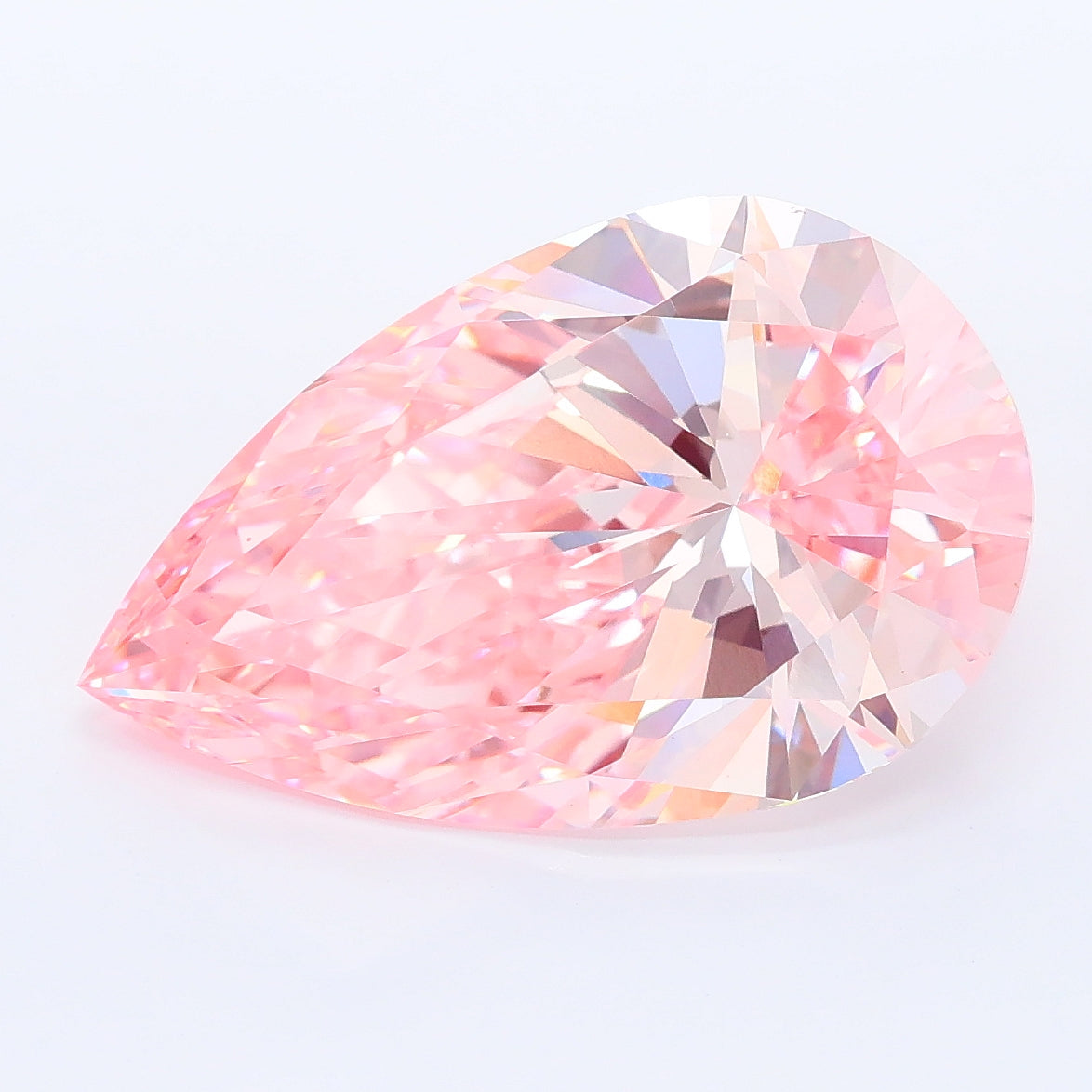 7.06 carat fancy vivid pink pear lab grown diamond VVS2 clarity