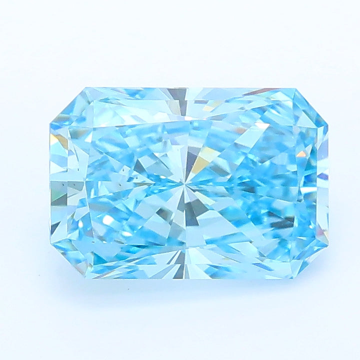 1.71 carat fancy vivid blue radiant lab grown diamond VS1 clarity