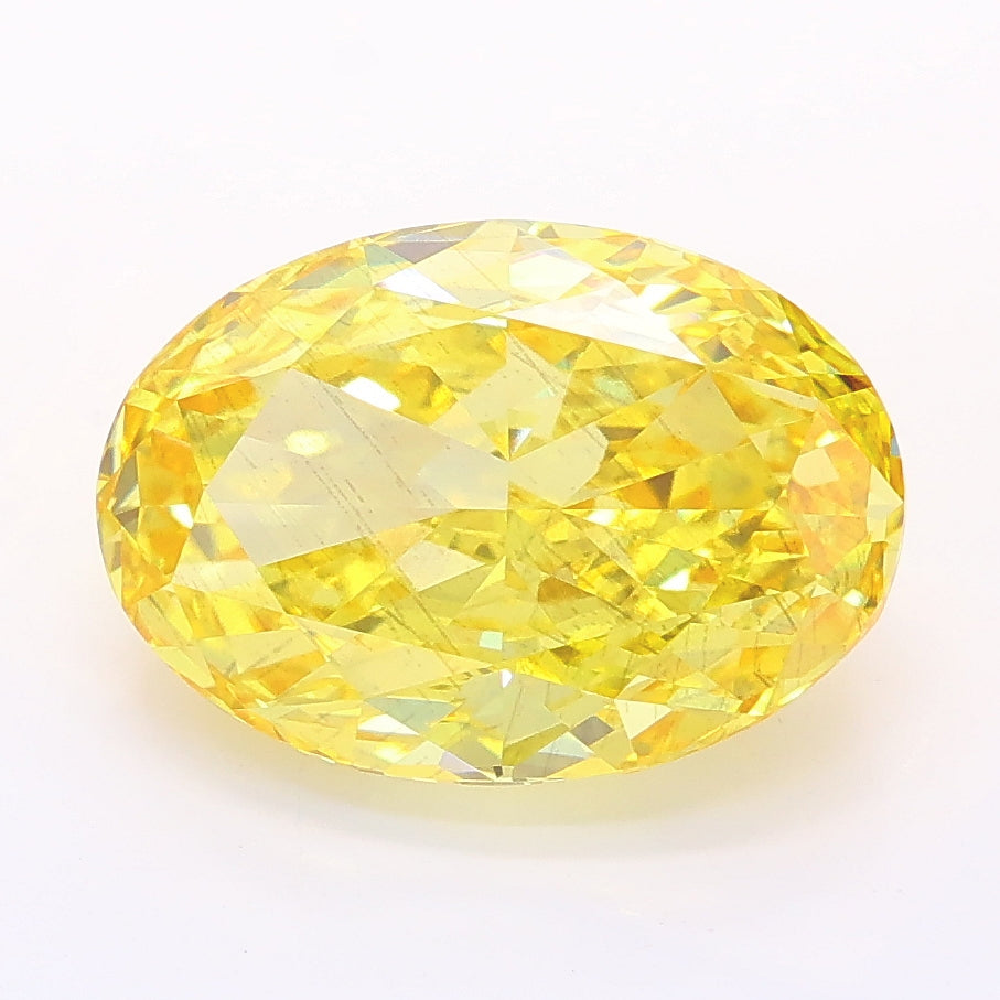4.01 carat fancy vivid yellow oval lab grown diamond SI1 clarity