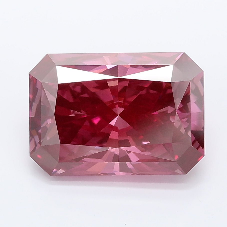 3.90 carat fancy deep pink radiant lab grown diamond VVS2 clarity