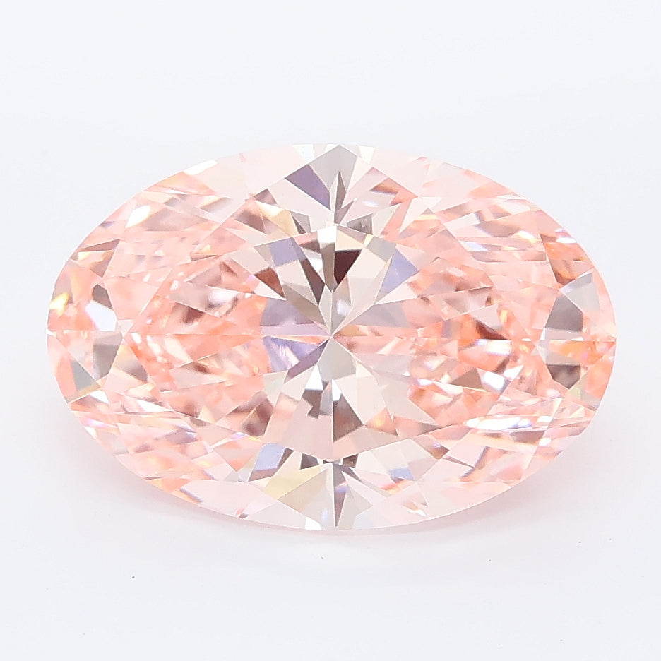 4.03 carat fancy vivid pink oval lab grown diamond VVS2 clarity