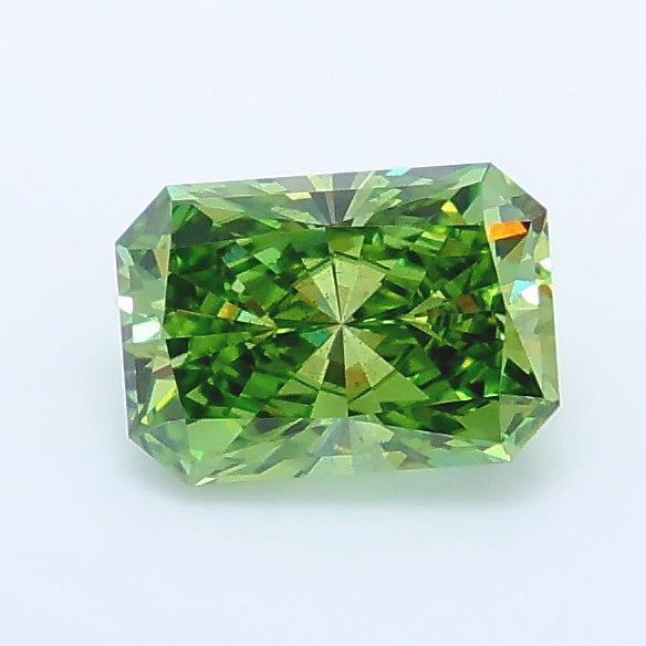 1.01 carat fancy vivid green radiant lab grown diamond SI1 clarity