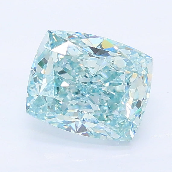 1.20 carat fancy intense greenish blue cushion lab grown diamond VS1 clarity