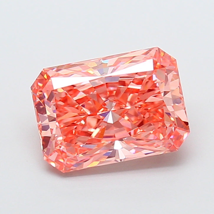 3.05 carat fancy vivid pink radiant lab grown diamond VS1 clarity
