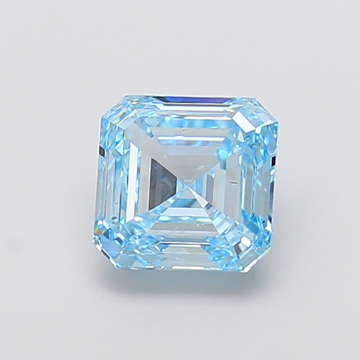 2.51 carat fancy vivid blue asscher lab grown diamond VS1 clarity