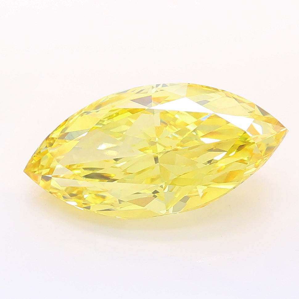 3.46 carat fancy vivid yellow marquise lab grown diamond VVS2 clarity