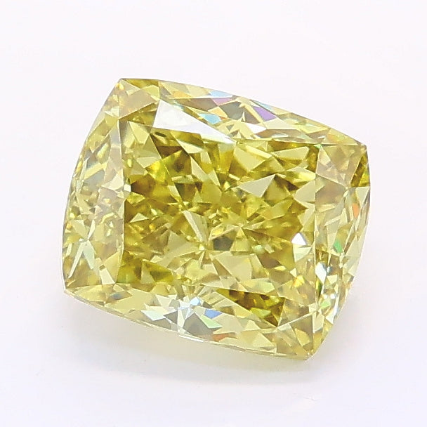 1.50 carat fancy intense yellow cushion lab grown diamond VVS2 clarity