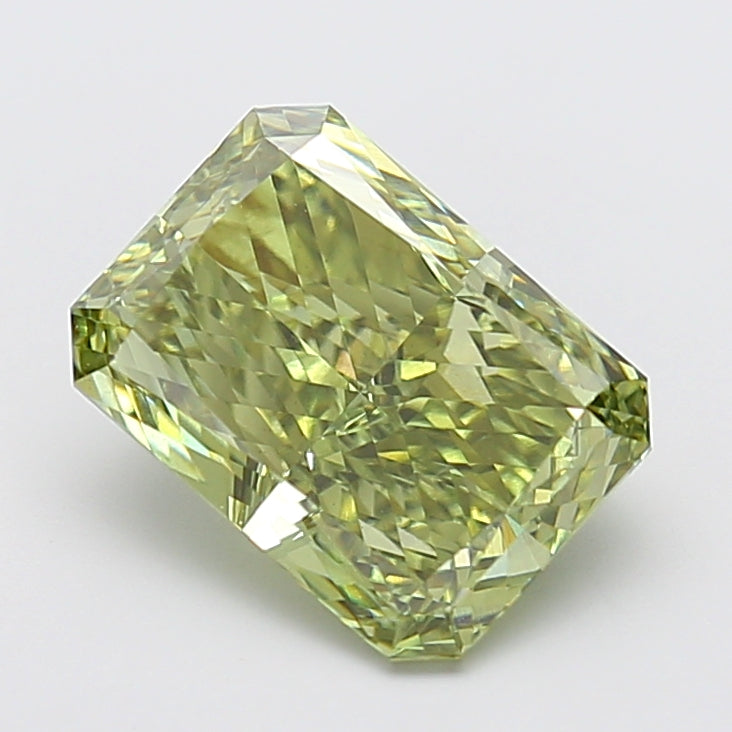 4.04 carat fancy vivid green radiant lab grown diamond VS1 clarity