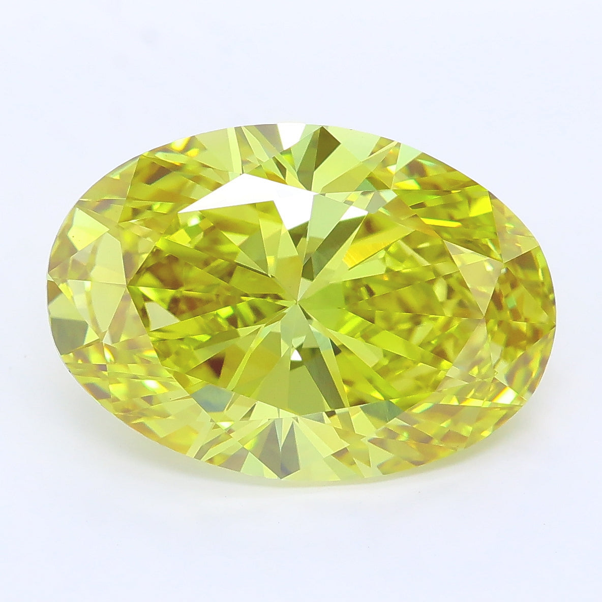 7.06 carat fancy vivid yellow oval lab grown diamond VVS2 clarity
