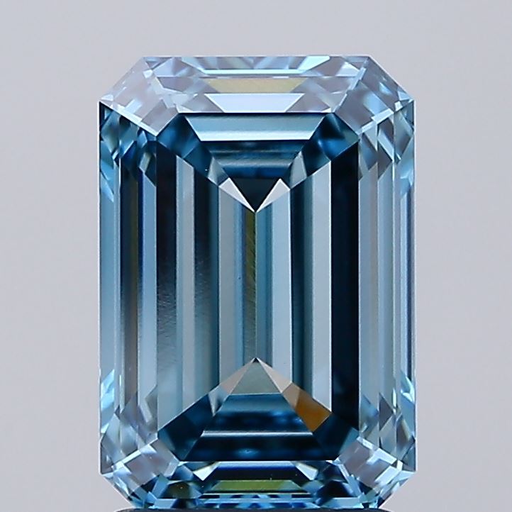 2.12 carat fancy vivid blue emerald lab grown diamond VS1 clarity
