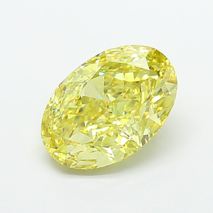 4.02 carat fancy intense yellow oval lab grown diamond VVS2 clarity