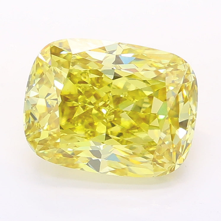 3.04 carat fancy intense yellow cushion lab grown diamond VS1 clarity