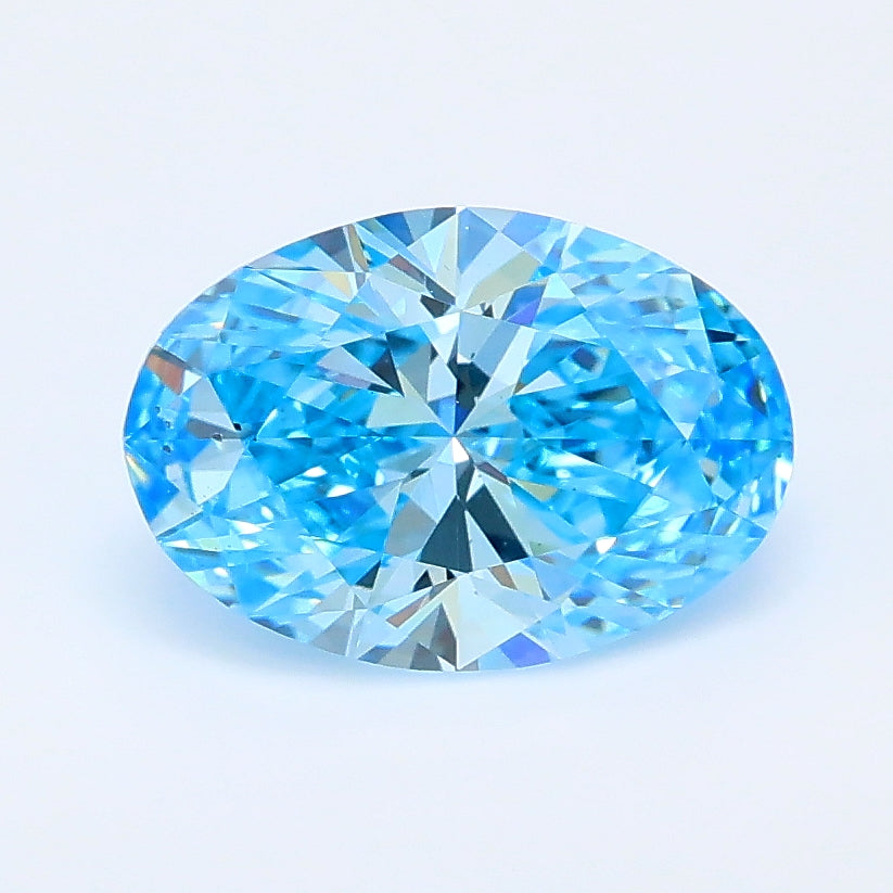1.54 carat fancy vivid blue oval lab grown diamond VS2 clarity