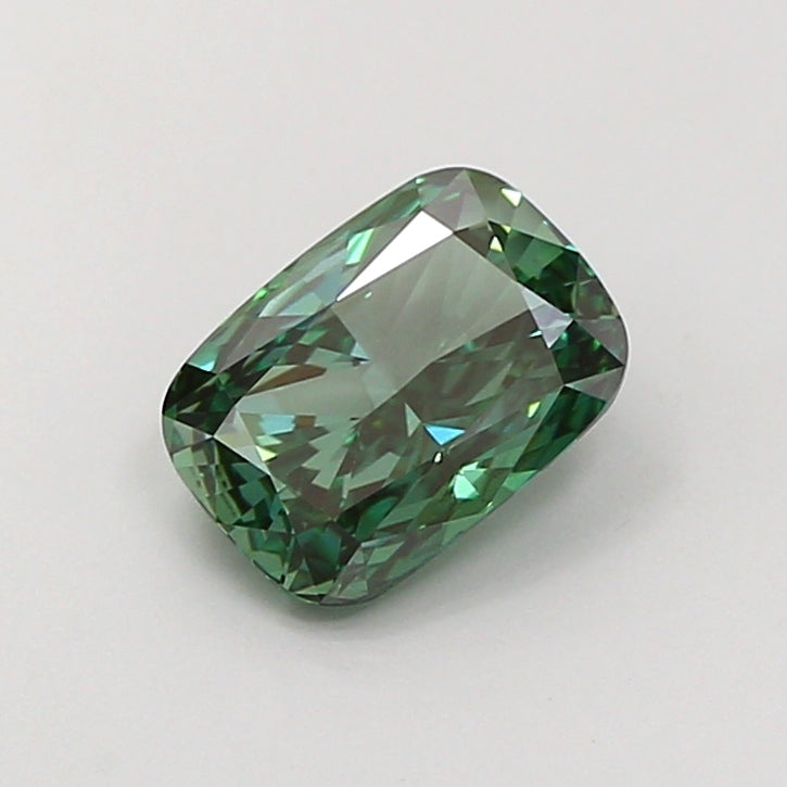 1.53 carat fancy vivid green cushion lab grown diamond VVS2 clarity
