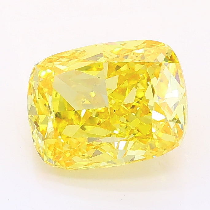 2.32 carat fancy vivid yellow cushion lab grown diamond SI1 clarity