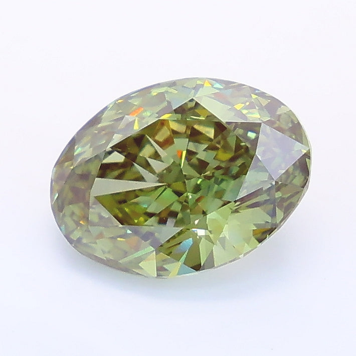 2.30 carat fancy vivid green oval lab grown diamond VS1 clarity