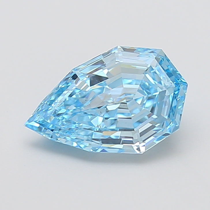 3.04 carat fancy vivid blue pear lab grown diamond VS2 clarity