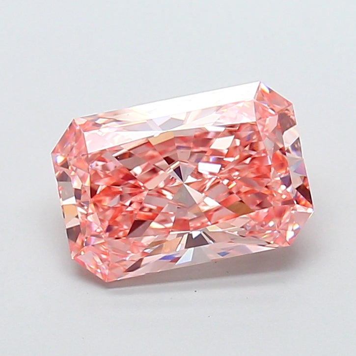 3.03 carat fancy vivid pink radiant lab grown diamond VS1 clarity