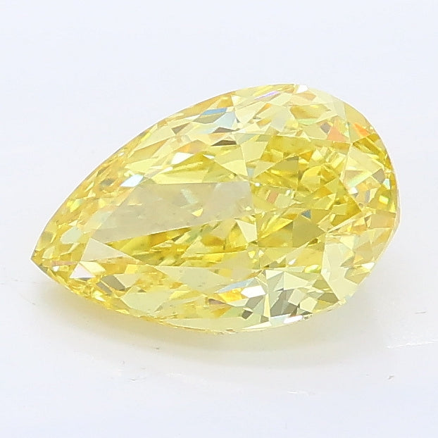 1.28 carat fancy vivid yellow pear lab grown diamond VS1 clarity