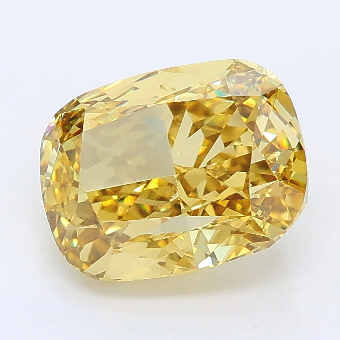 2.69 carat fancy intense yellow cushion lab grown diamond VVS2 clarity