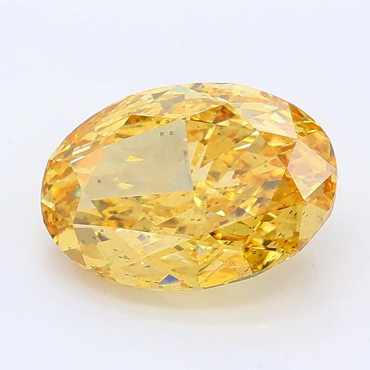 2.52 carat fancy vivid yellow oval lab grown diamond SI1 clarity