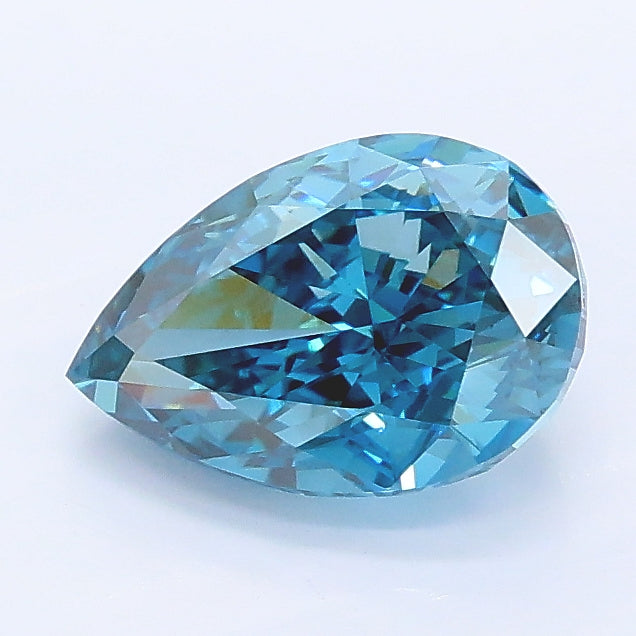 1.55 carat fancy vivid blue pear lab grown diamond VS1 clarity