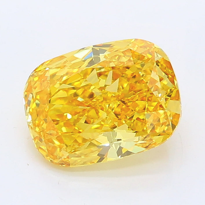 2.03 carat fancy vivid yellow cushion lab grown diamond VS1 clarity