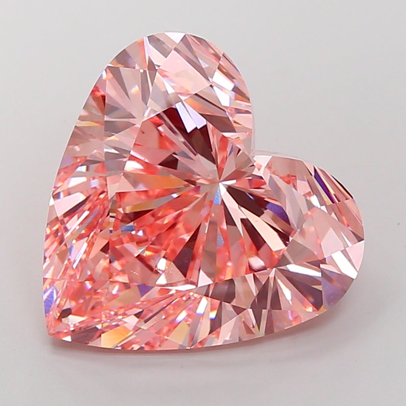 20.06 carat fancy vivid pink heart lab grown diamond VS1 clarity