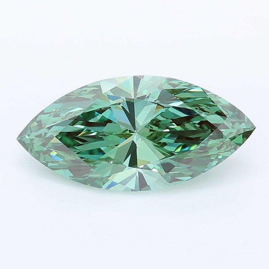 2.08 carat fancy vivid green marquise lab grown diamond VVS2 clarity