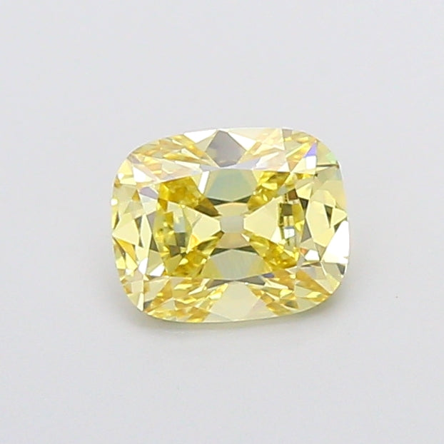 1.08 carat fancy intense yellow old mine cushion lab grown diamond VVS2 clarity