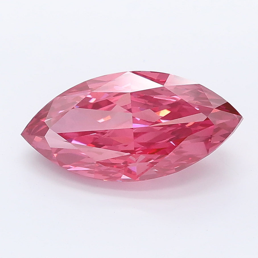 2.53 carat fancy vivid pink marquise lab grown diamond VVS2 clarity
