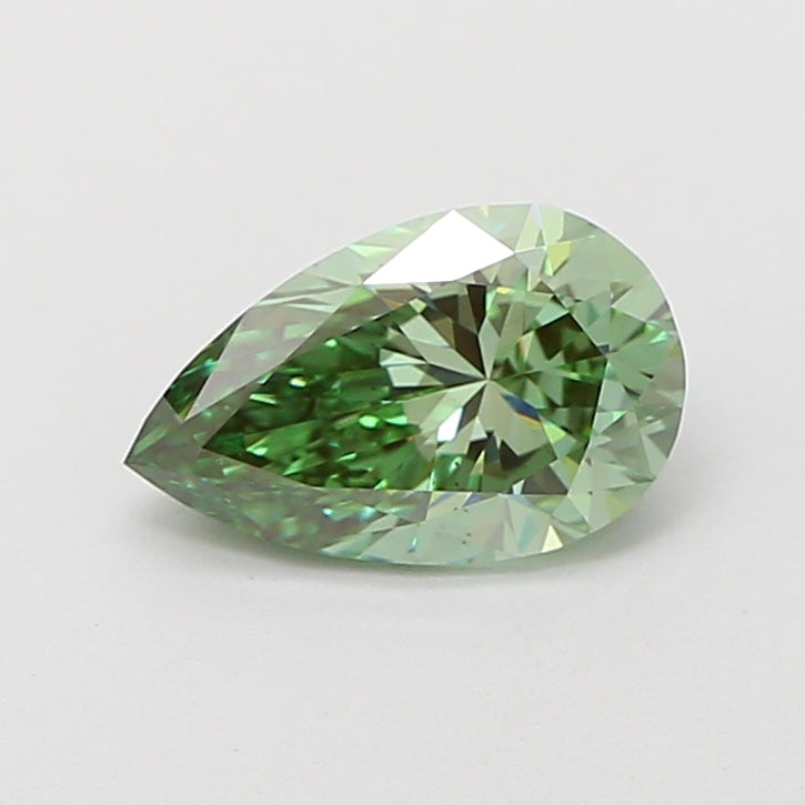 1.05 carat fancy vivid green pear lab grown diamond VS1 clarity