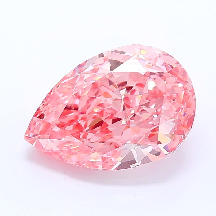 1.66 carat fancy vivid pink pear lab grown diamond VS1 clarity