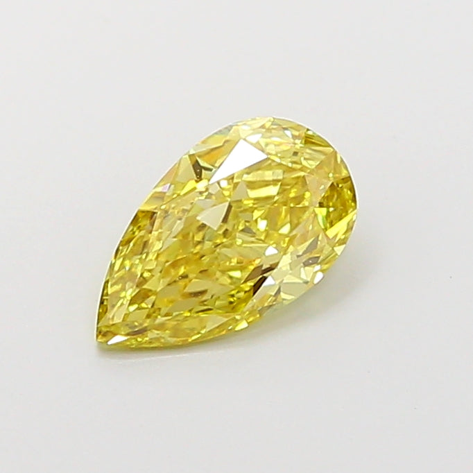 1.01 carat fancy intense yellow pear lab grown diamond VVS2 clarity