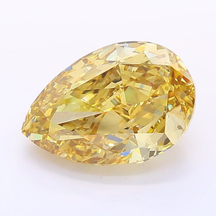 2.11 carat fancy intense brownish yellow pear lab grown diamond VS2 clarity