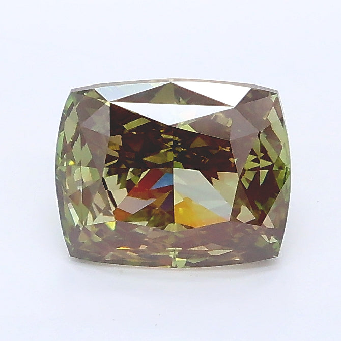 1.61 carat fancy deep green cushion lab grown diamond VS1 clarity