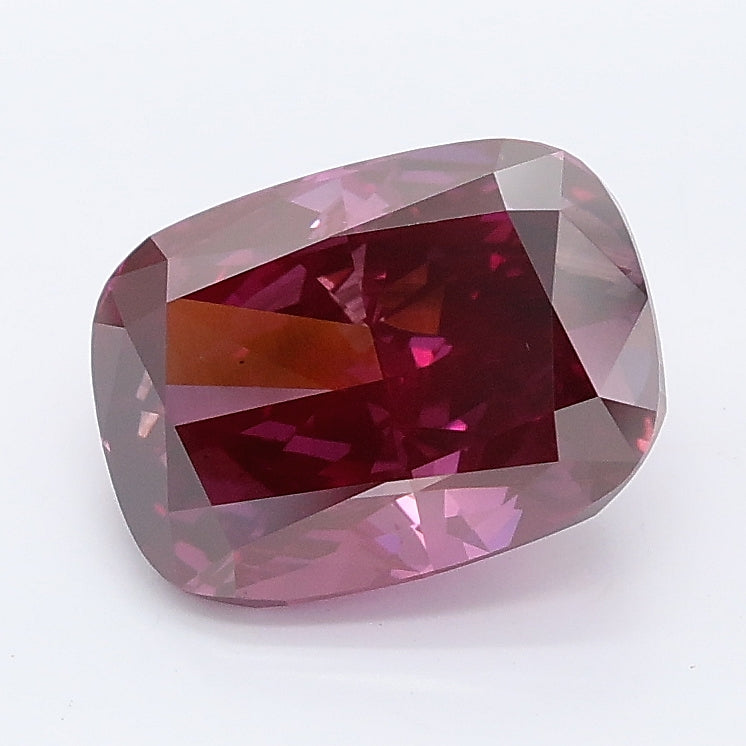 2.57 carat fancy deep pink cushion lab grown diamond VS2 clarity