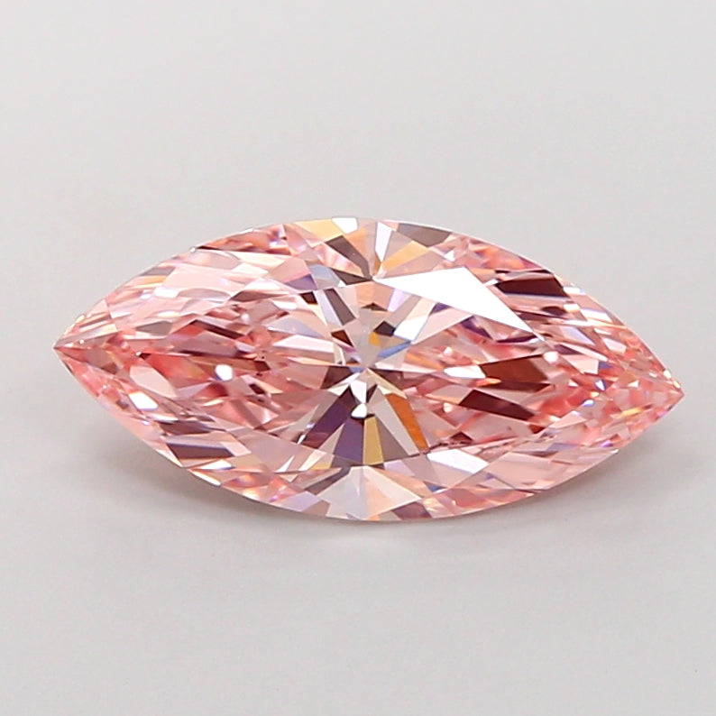 3.04 carat fancy vivid pink marquise lab grown diamond VS1 clarity